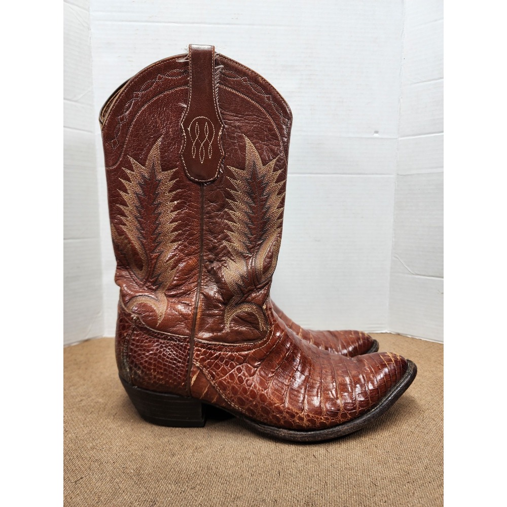 Premium Tony Lama Caiman Alligator Cowboy boots 12 D Tan Brown